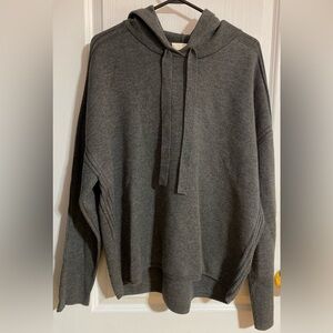 NWOT 7 For All Mankind Cashmere Blend Grey Knit Drawstring Sweater Hoodie XL